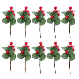 Decorative Flowers Artificial Red Fruit Cuttings Christmas Supplies Simulated Berry Bouquets Po Props Decoration Floral