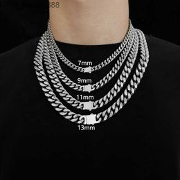 Hip Hop Jewelry 7MM / 9MM / 11MM / 13MM Titanium Steel Mens Cuban Chain Necklace
