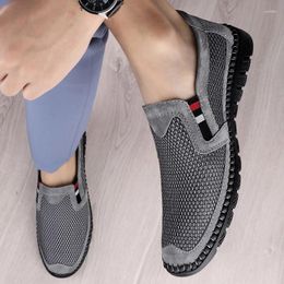 Casual Shoes Genuine Leather Summer Mesh Men's Breathable Soft Male For Men Adult Walking Quality Light Net Footwear