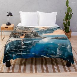 Blankets Digital Painting Of A Bridge Over The Sea In Fantasy Landscape. Throw Blanket For Sofa Decorative