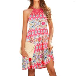 Party Dresses Womens Summer Casual Dress A-Line Floral Boho Beach Sundresses With Pockets Elegant For Women Women'S Long