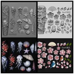 1pc Marine Jellyfish Shell Rose Leaf 3D Acrylic Mould Nail Art Decoration Nails DIY Design Silicone Nail Art Nails Mould 240510