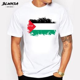 BLWHSA Palestine Flag Men T shirts Fashion Short Sleeve Summer Nostalgia Tshirts Brand Design Fans Cheer Tshirt 240430