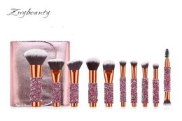 New 10 pieces of diamond inlaid cosmetic brush 10 pieces of makeup suit diamond wrapped with bag beauty tools spot whole5051188