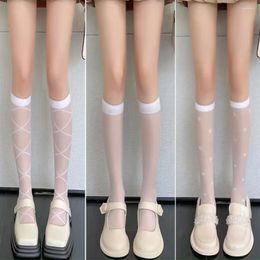 Women Socks Japanese Long Sexy Fashion Streetwear Tight Stockings Ladies Bottom Soft Half Leg Dots