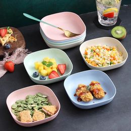 Plates 1PCS Dinner Wheat Straw Dishes Dessert Plate Fruit Snack Tray Square Home Utensils For Kitchen Dinnerware