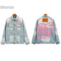 2024 Trend Designer Summer Fashion Trends International New Paim Denim Jacket Angel Graffiti Washed and Distressed Trendy Brand Tassel Den