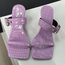 Square Head Wedges Slippers New Summer Fashion High Heel Slide Open Toe Flip Flops Female Designer Wedge Sandals Women