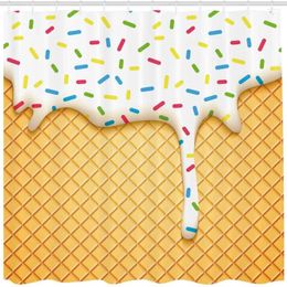 Shower Curtains Abstract Cartoon Curtain A Melting Ice Cream Cone Colourful Pattern With Hooks Waterproof Fabric Bathroom Decor
