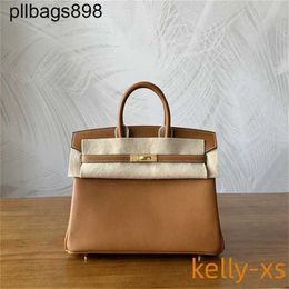 Women Handbag Brknns Swift Leather Handswen 7A Handbag Handmade Wax thread bag bag golden brown swiftqq