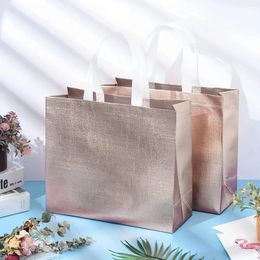 Gift Wrap 4pcs Rose Gold Non-woven Laser Bag For Party Clothing Shopping Bags