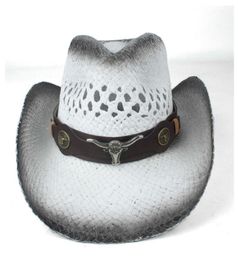 2019 Men Women Straw Western Cowboy Hat Summer Wide Brim Hat Outdoor Sombrero Hombre Cowgirl Hat Q08057817305