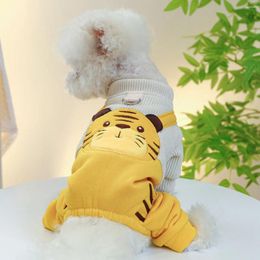 Dog Apparel Boy Tiger Puppy Autumn Clothes Funny Halloween White Shirt Pet Animal Jumpsuits York Doggy Pomerian Overalls Pugs Costumes