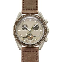 Space series Planet Moon Watches Mens Top Luxury Brand Waterproof Sport Wristwatch Chronograph 42mm Nylon Quartz Clock Relogio Masculin 332P