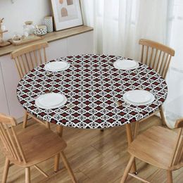 Table Cloth Round Oil-Proof Ukrainian Embroidery Tablecloth Backing Elastic Edge Cover 40"-44" Fit Ukraine Boho Ethnic