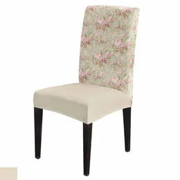 Chair Covers Flower Retro Dining Spandex Stretch Seat Cover For Wedding Kitchen Banquet Party Case