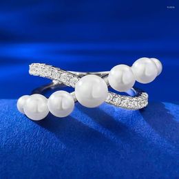 Cluster Rings S925 Silver Ring Rare Pearl Zircon Micro Inlaid Fashion Versatile Boutique Jewelry For Women