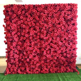 Decorative Flowers 3D Red Roses Flower Wall Backdrop With Fabric Cloth Backing For Wedding Party Event Po Booth