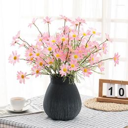 Decorative Flowers 1 Bouquet 5 Heads Artificial Daisy Flower Garden Party Wedding Decor Fake Vase Accessories Room Decoration