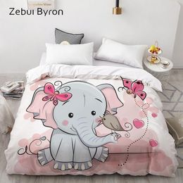 Custom Duvet CoverComforterQuiltBlanket case QueenKingCartoon Bedding for BabyKidsChildBoyGirlPink elephant LJ2010155143134