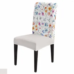 Chair Covers Plant Bird Watercolor Flower Dining Spandex Stretch Seat Cover For Wedding Kitchen Banquet Party Case