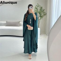 Ethnic Clothing Aliunique Women Solid Satin Casual Batwing Sleeve Party Saudi Dress Fashion Muslim Ramadan Jalabiya Kabaya Moroccan Arab