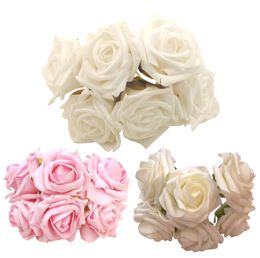 Whole6pcs Artificial Flower Rose EVA Foam DIY Bride Roses For Wedding Party Decoration Home Decoration Simulation Flowers Hou1526008