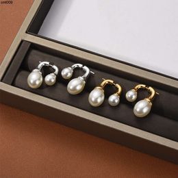 Ins Wind Front and Rear Size Pearl Earrings Stud Silver Needle Trend All-match Fashion Gold Womens Jewellery Gift Accessories