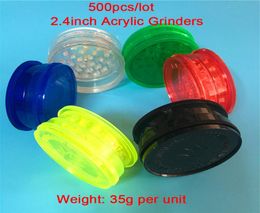 Whole 500 PiecesLot Cheap 263 Inch Six Colour Acrylic Herb Grinders 3Parts Plastic Herb Grinders Smoke Herb Grinders Fress S3892285