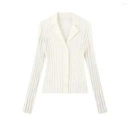 Women's Jackets 2024 Coat Texture Wide Draw Strip Suit Lapel Knit Cardigan Minimalist