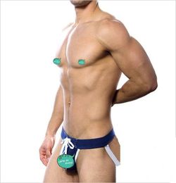 New Mens Jockstraps Thongs G Strings Brand Sexy Men Cotton Underwear Gay Men Underwear Fashion Design Pouch 2 Pcs4515342