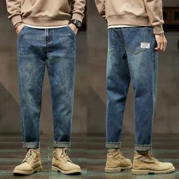 Baggy Jeans Men Harem Pants Loose Fit Wide Leg Vintage Clothes Casual Male Denim Trousers Streetwear Patched Pockets HipHop Kpop 240430