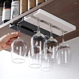 Kitchen Storage 2/1pcs Wine Glass Holder Wall Mounted Multi-function Hanging Rack Cupboard Bar Organizer