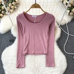 Women's T Shirts O Neck Tee Short T-shirts For Women Y2k Longsleeve Woman Almighty Casual Cropped Tops Korean Clothings Drop