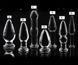 7 designs Glass Glasses Butt Plug Anal Jewellery plug glass dildo penis sex toy products1765206