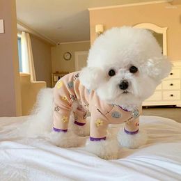 Dog Apparel Spring Pet Four-legged Home Clothes Brown Teddy Pullover Than Bear Cartoon Print Leggings Soft Comfortable