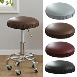 Chair Covers 35-45cm PU Leather Bar Stool Cover Waterproof Round Dining Protector Seat Slipcover For Home Wedding Banquet