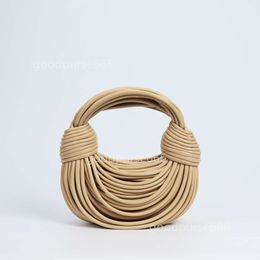 Knot Bag BottegVenet Double Bveneta Knot Tote Lady Classic Bags Noodle 2024 New Handbag Pure Hand Knitted Mesh Women's Rope Small Cattle Leather Handbag 16H5