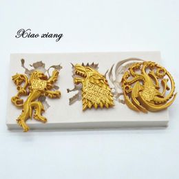 Baking Moulds Lion Wolf And Dragon Silicone Moulds Family Emblem Fondant Mould Cake Decorating Tools Chocolate Gumpaste Mould Kitchen Gadget