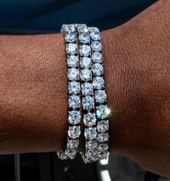 Round Square Cut Mens Tennis Bracelet Zirconia Triple Lock Hiphop Jewellery Cubic Luxury Crystal Cz Men Fashion Charm Bracelets Jewe1387219