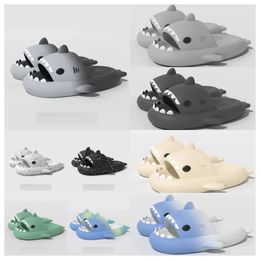 Luxury Designer men women shark slippers summer beach slides adult kids cartoon slide pink yellow blue red comfortable soft indoor outdoor platform sandals