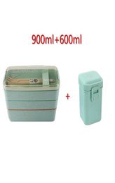 Dinnerware Sets 900ml Healthy Material Lunch Box 3 Layer Wheat Straw Bento Boxes Microwave Storage Container Lunchbox BentoBoxes7641597