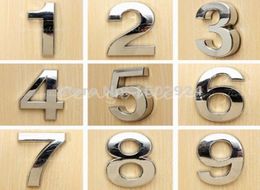 Modern Silver House el Door Address Plaque Number Digits Sticker Plate Sign Size 50x30x6mm Convinient Room Gate Number8515477