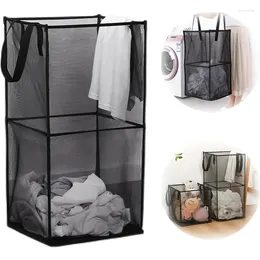 Laundry Bags Foldable Basket Up Washing Baskets Mesh Dirty Clothes Hamper With Handles Portable Baby Toys Storage Organizer