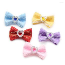 Dog Apparel 100PC/Lot Hair Bows Heart Shape Small Grooming With Rubber Bands Accessories Pet Products