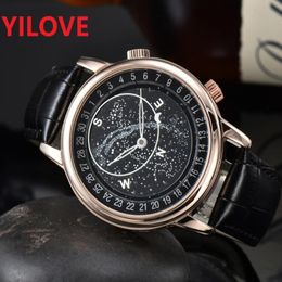 Popular Men Women Moon Sky Wristwatch high quality japan quartz movement Bracelet Sapphire Glass Genuine Leather Nylon Couples Skeleton 279G