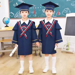 Clothing Sets Children Bachelor Gown Girls Performance Dress School Boy Class Team Wear Kids Party Robe With Bow Tie Baby Graduation Costume