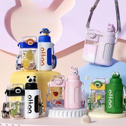 Water Bottles Bottle With Adjustable Shoulder Strap Portable Leakproof BPA-free Cartoon Children Cup Travelling Hiking