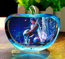 12 Constellation Arts and Crafts Clear Rare Crystal Glass Apple Model Figurines Paper Weights Natural Stones and Minerals Po Cu5440668