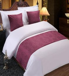 Home el Decor Floral Bedspread Bed Runner Throw Bedding Single Queen King Bed Cover Towel Wine Red6468900